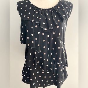 Sleeveless Black and White Polka Dot Blouse